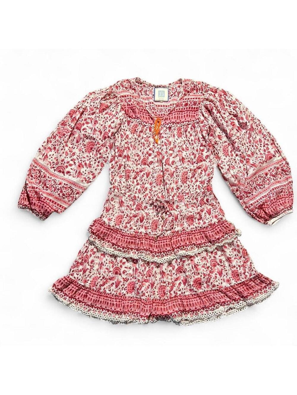 Bell By Alicia Bell Floral Beaded Tassel Tie Ruffle Dress